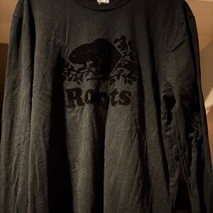 Roots Longsleeve Black Tshirt with Velvet Decals--Medium